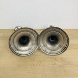 Pair of vintage silver-colored metal candlesticks