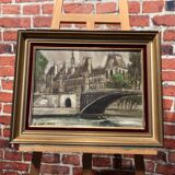 Oil on canvas representing a bridge