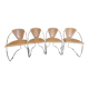 Set of 4 Linda armchairs by Arrben in camel leather with a chrome frame.