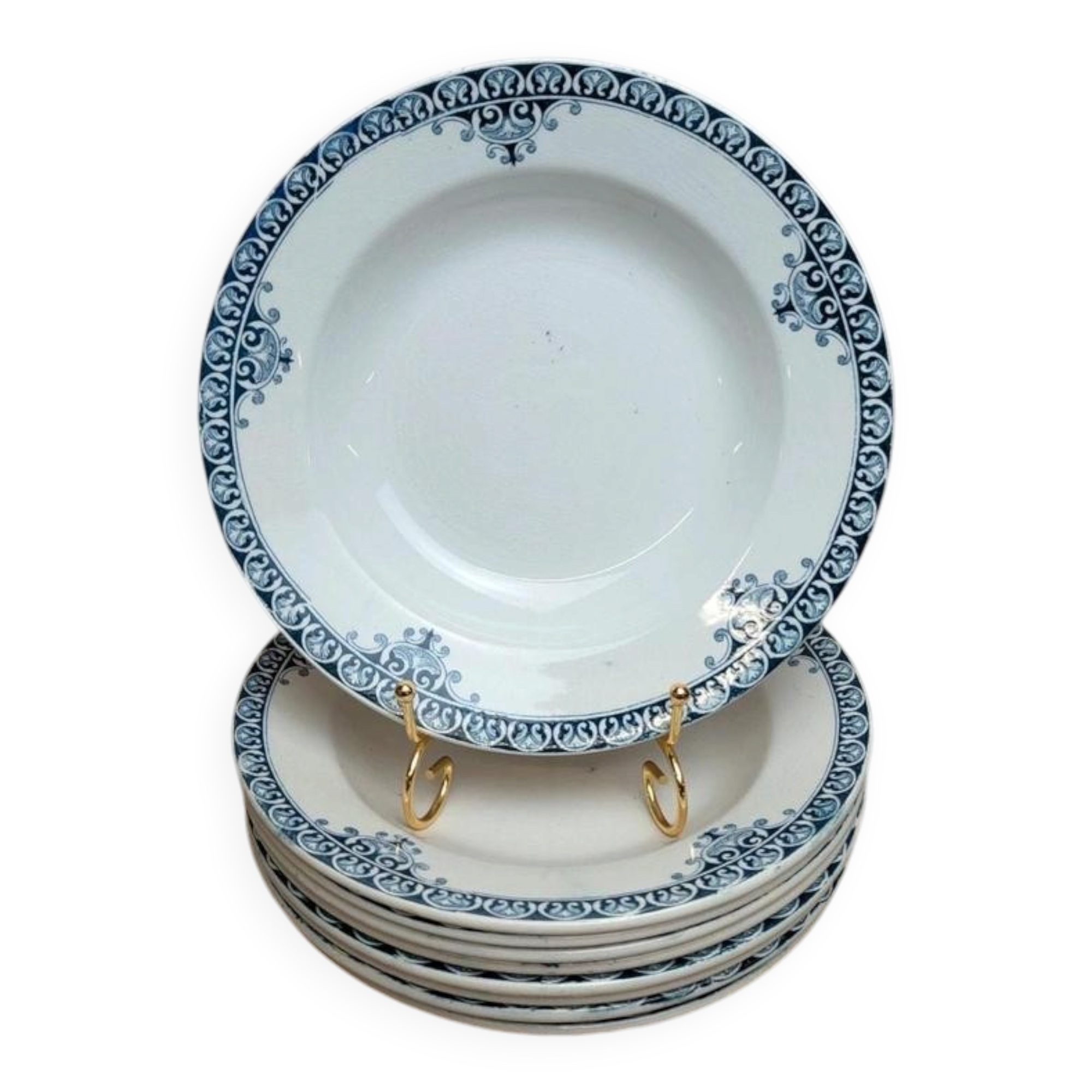 Set of 9 deep plates Terre de Fer St Amand model Andrinople