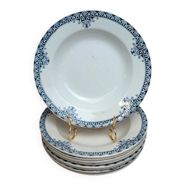 Lot de 9 assiettes creuses Terre de Fer St Amand modèle Andrinople