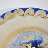 Ceramic dish signed Marc Roussel representing a sailboat, 20th century period