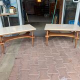 Marble and wood coffee table
