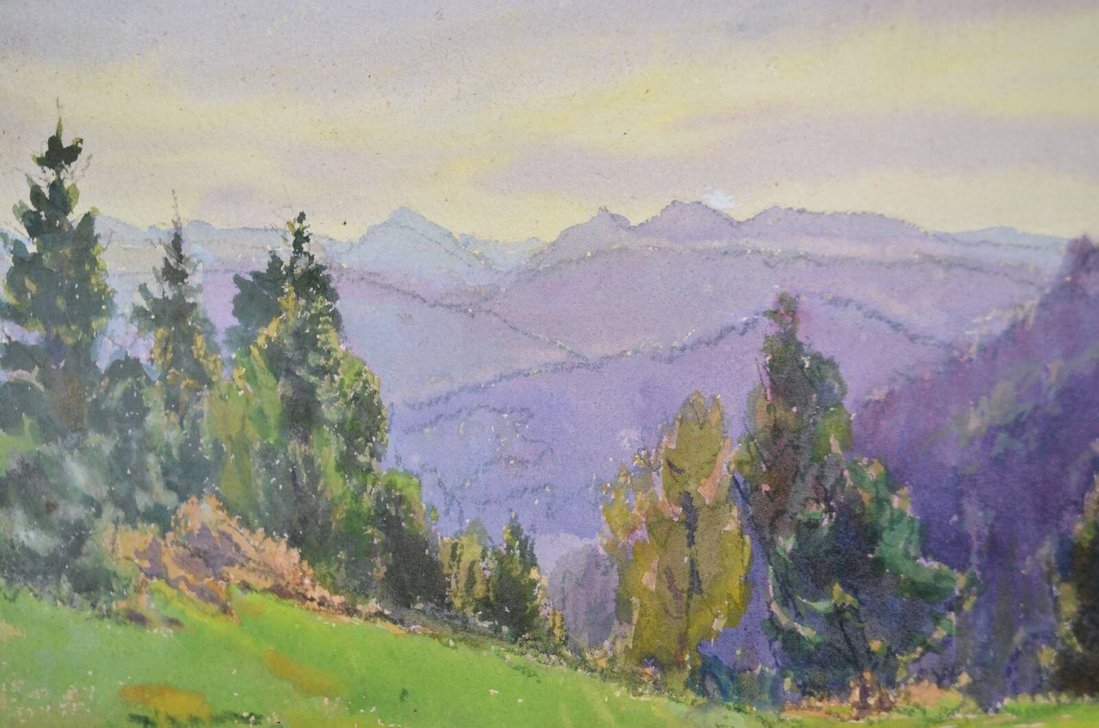 Georges Planes (1897-1977) Valley Landscape, Riverbank (double-sided)