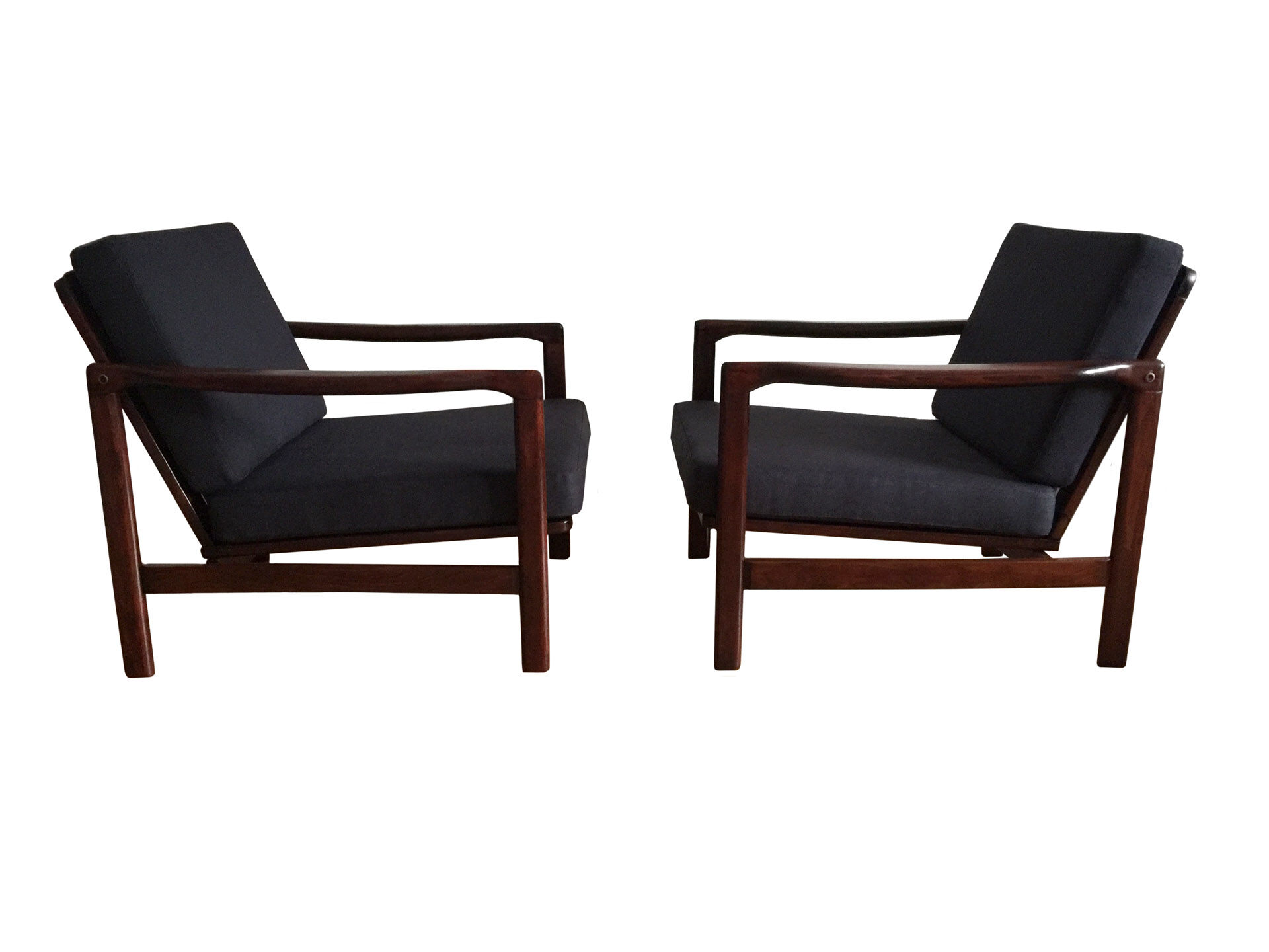 Dark Blue B-7752 Armchairs by Zenon Bączyk for Swarzędzkie Fabryki Mebli, 1960