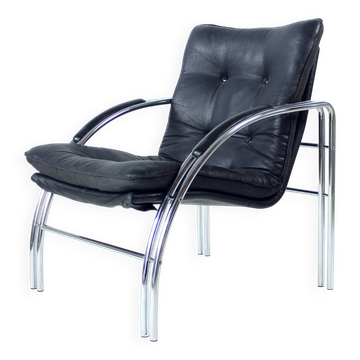 Fauteuil de salon chromé du milieu du siècle par Viliam Chlebo pour Kodreta, Tchécoslovaquie, années 1980