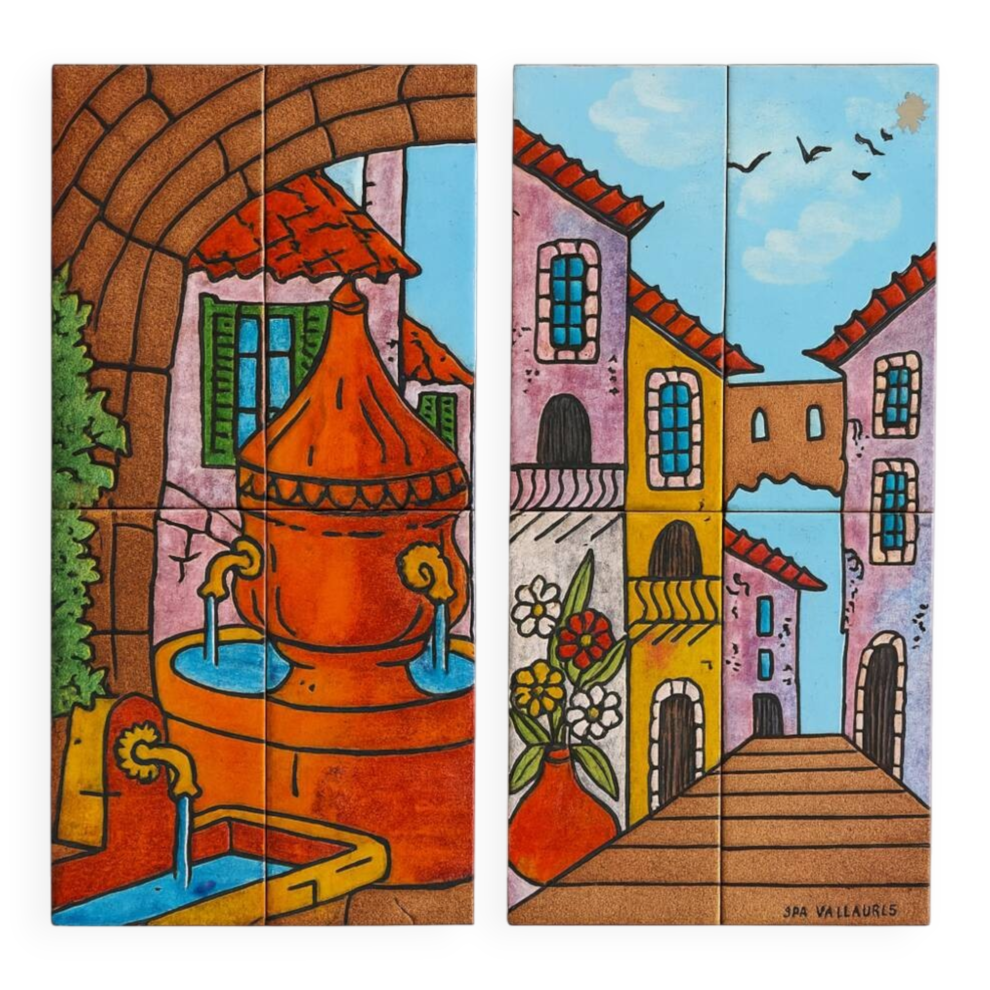 Glazed ceramic panels signed JPA Vallauris