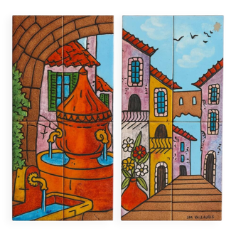 Glazed ceramic panels signed JPA Vallauris