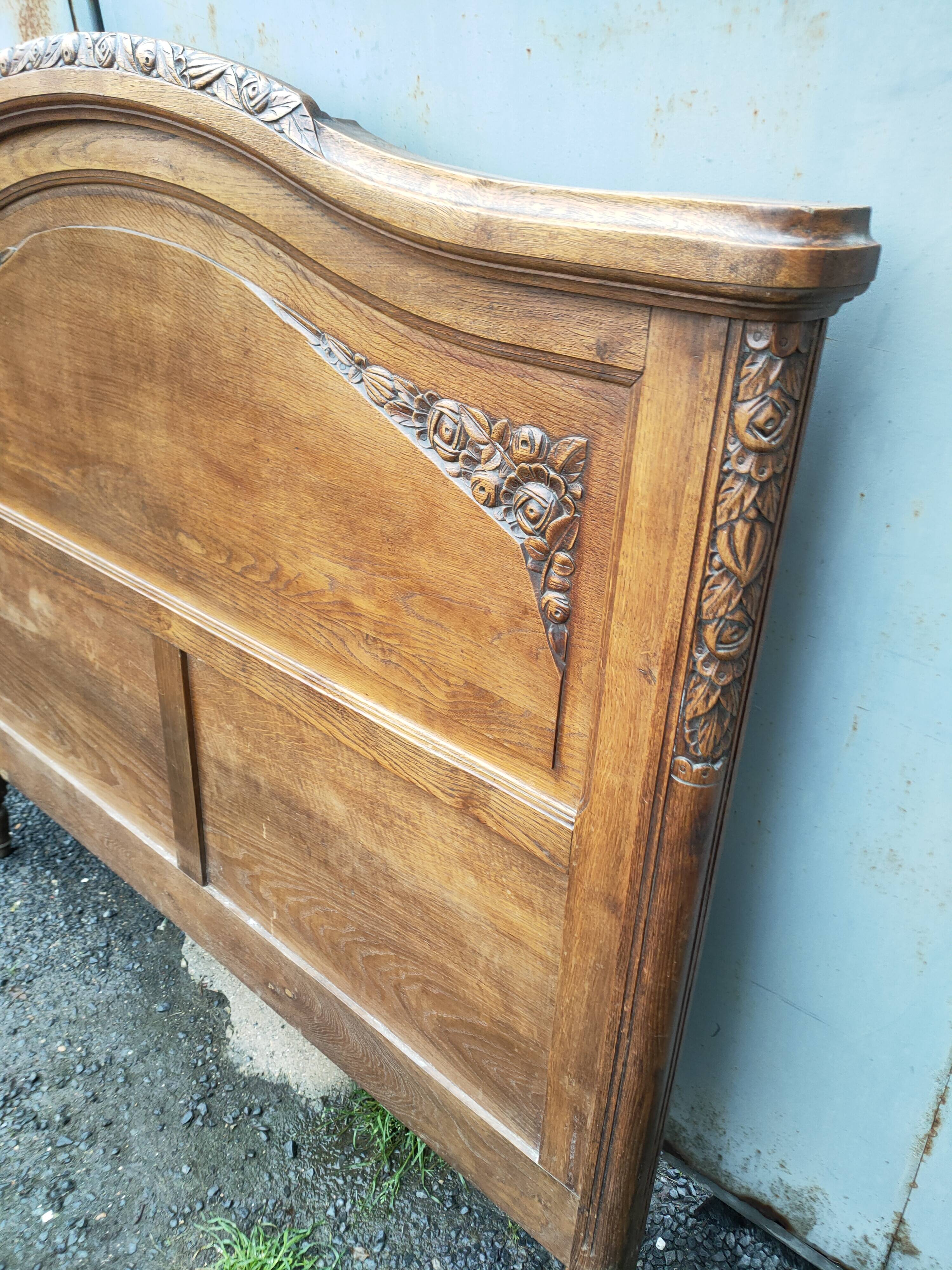 Solid oak headboard, 1930s