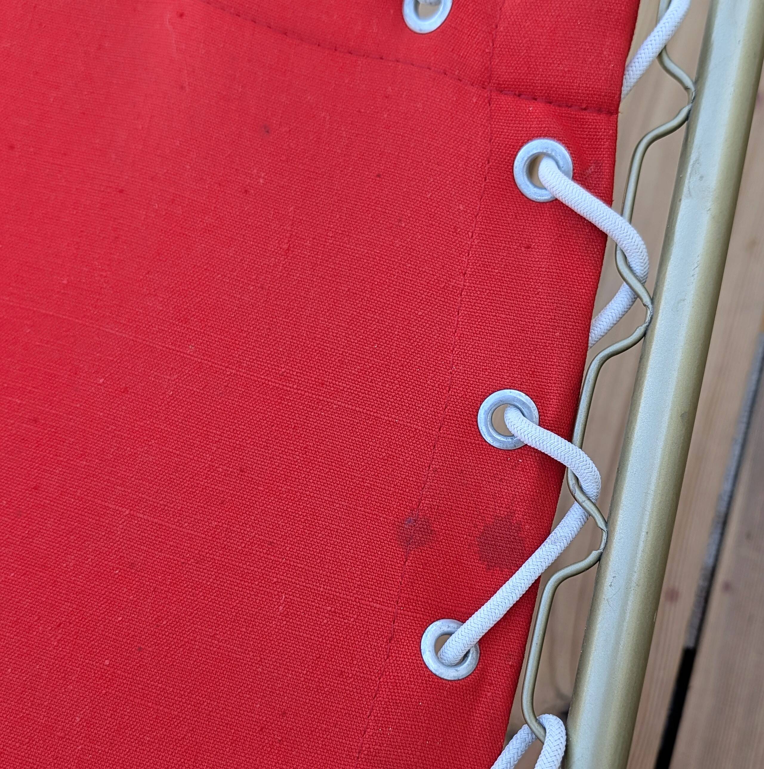 Metal and canvas camp bed