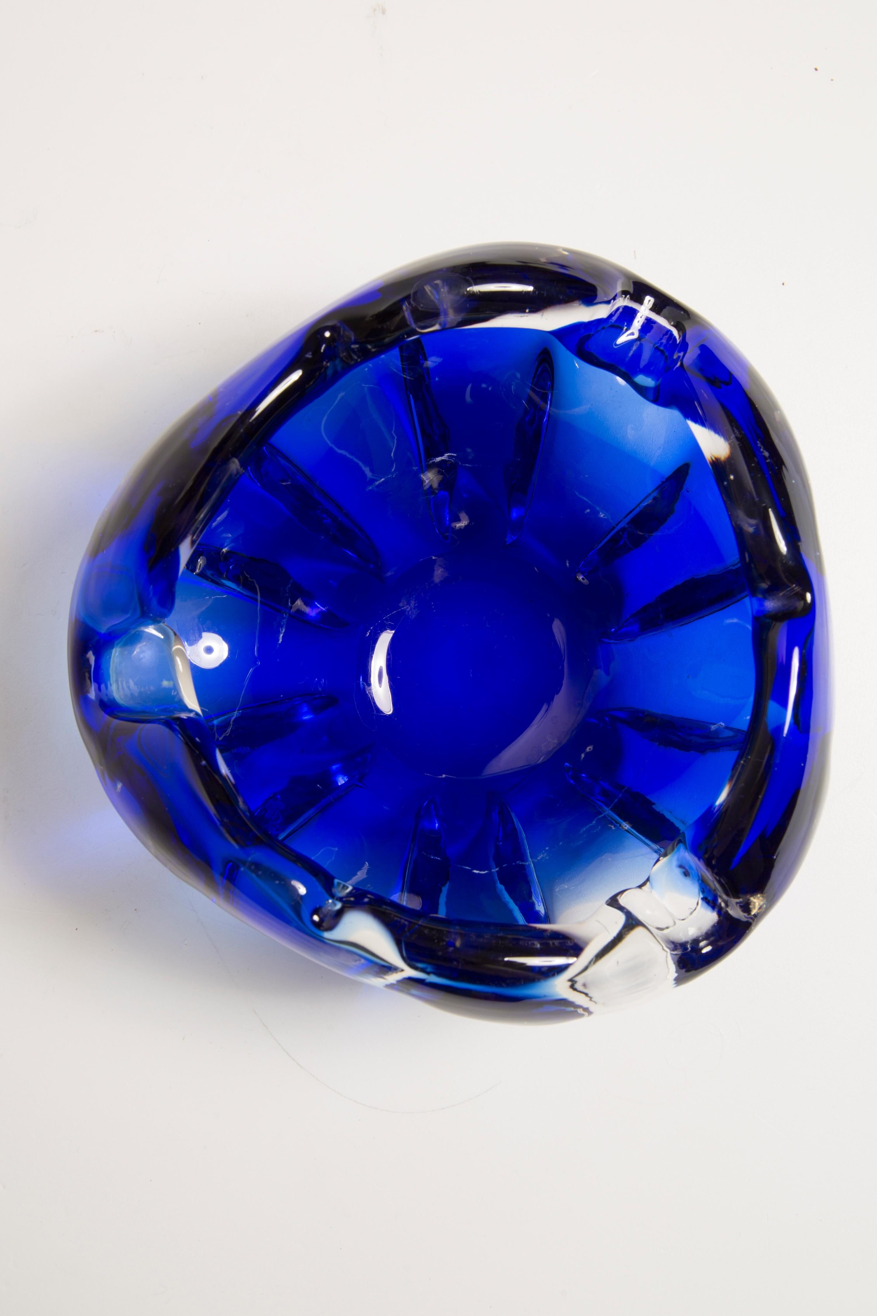 Mid-century blue Murano glass ashtray, Italy, 1970s