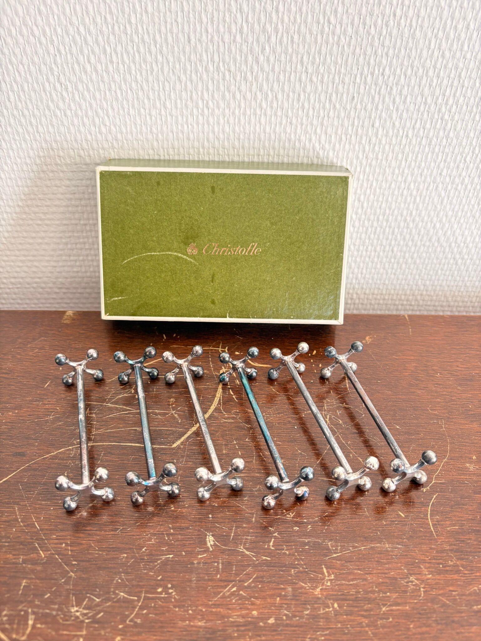 6x Christofle Silver-Plated Knife Rests "4 Balls"