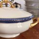 Large Soup Tureen Porcelain Limoges Blue Gold Betoule & Legrand France 1/2