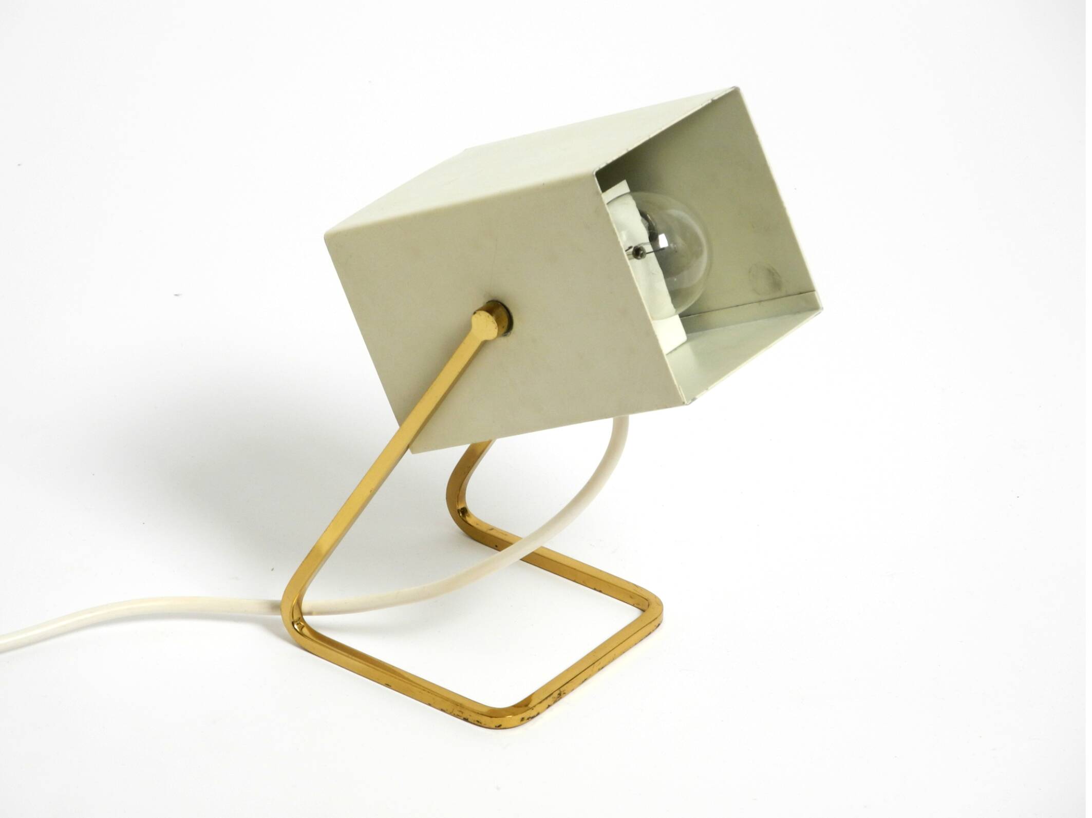 Great Mid Century metal bedside lamp with brass base by Kaiser Leuchten