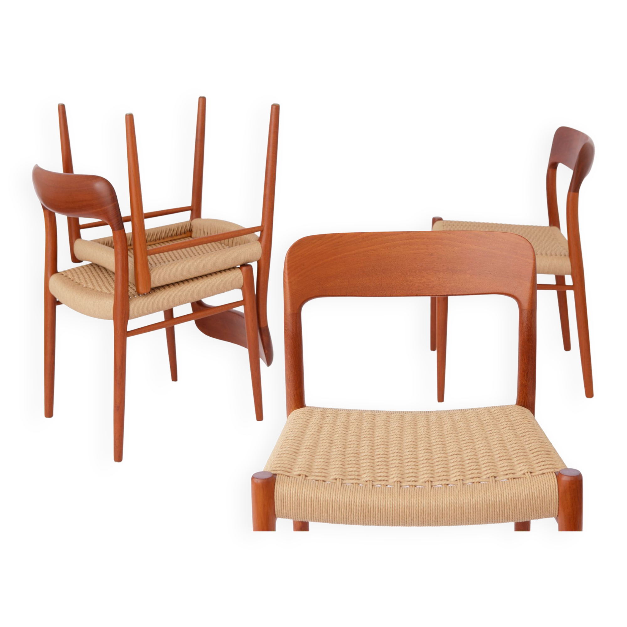 Set of 4 teak chairs by Niels Otto Moller model 75 for JL Moller