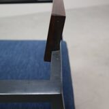 Pair of Postmodern armchairs in steel and mahogany, 1970s