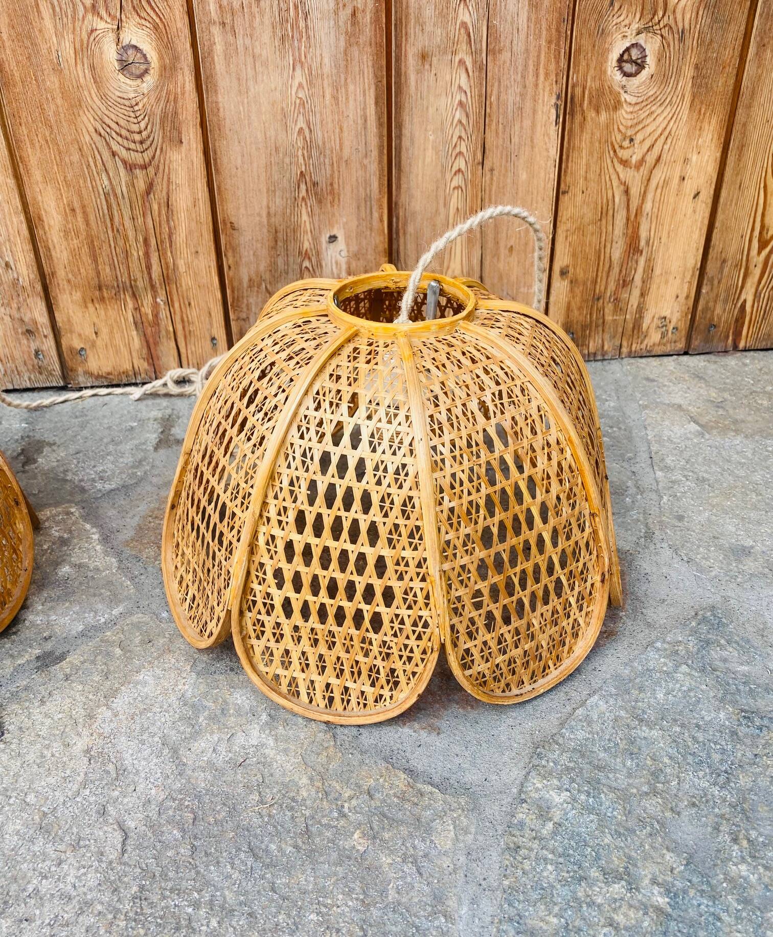Paire de Suspension en rotin vintage