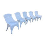 Set of vintage f rattan chairs