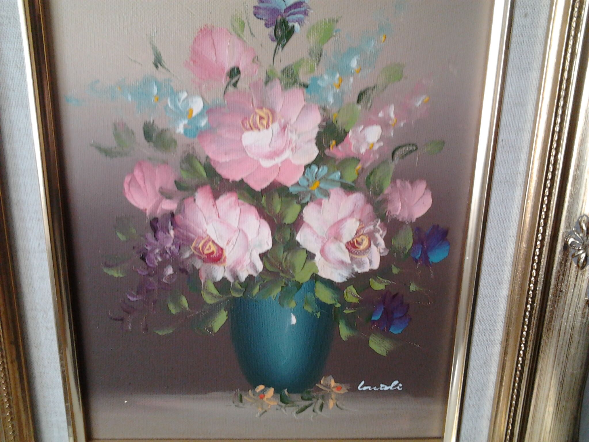 Frame painting with oil signed