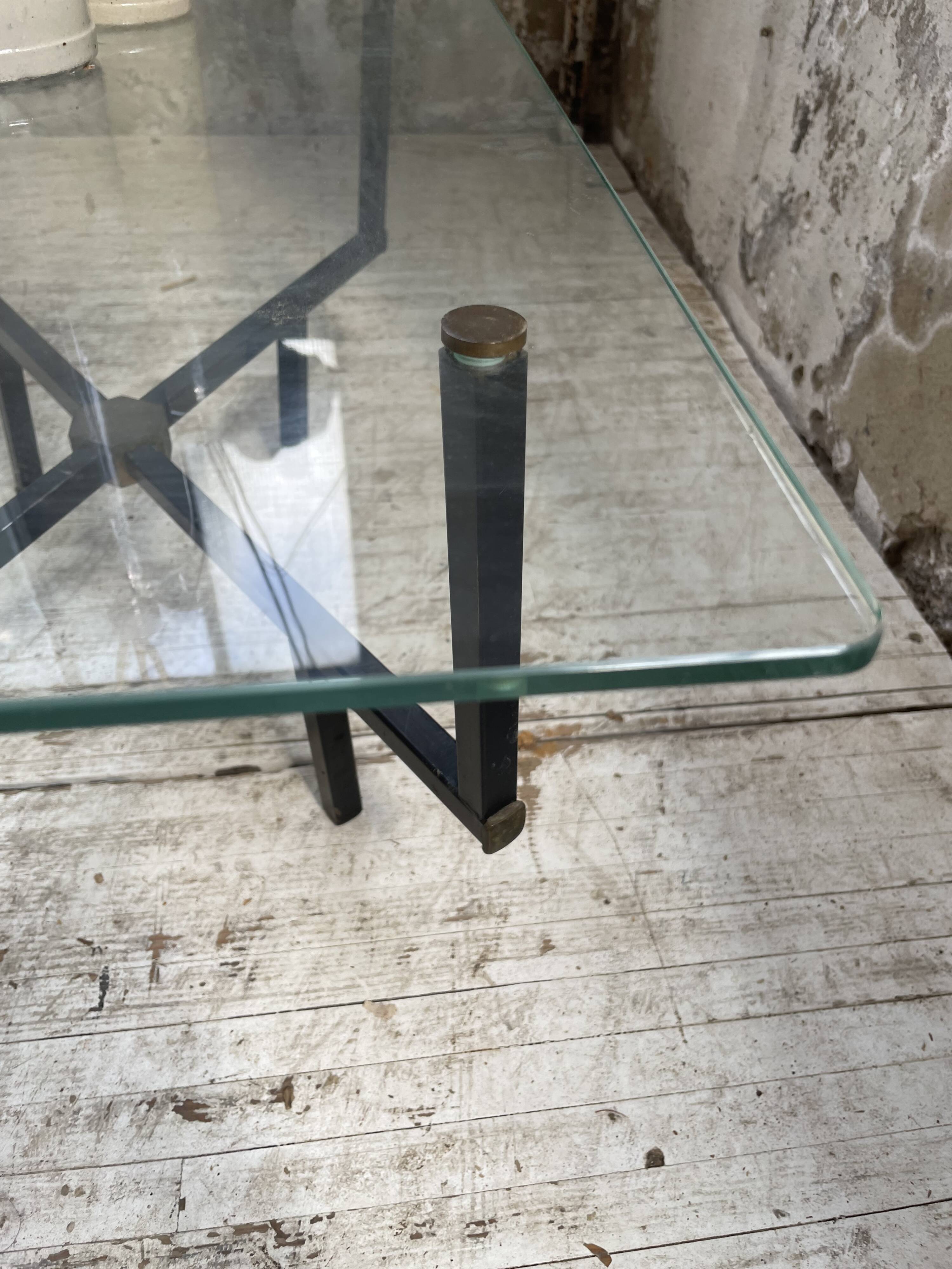 60s glass coffee table