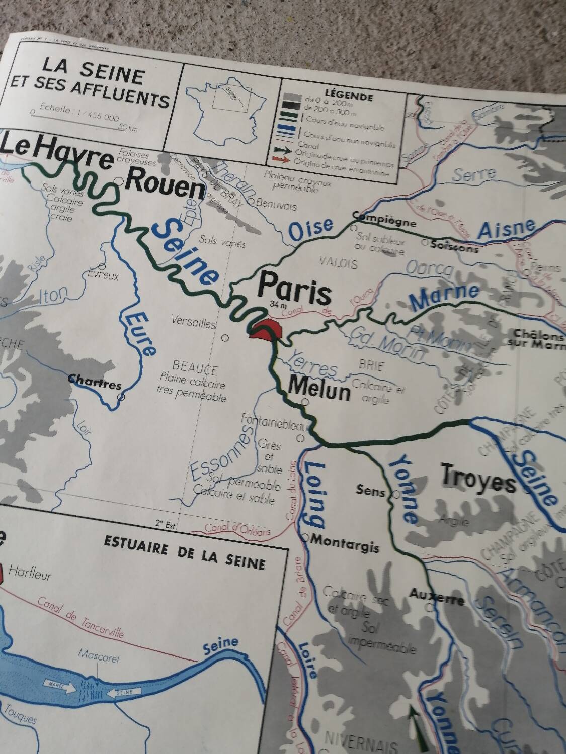 Carte scolaire vintage mdi FRANCE La Seine
