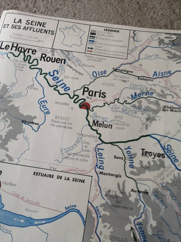 Carte scolaire vintage mdi FRANCE La Seine