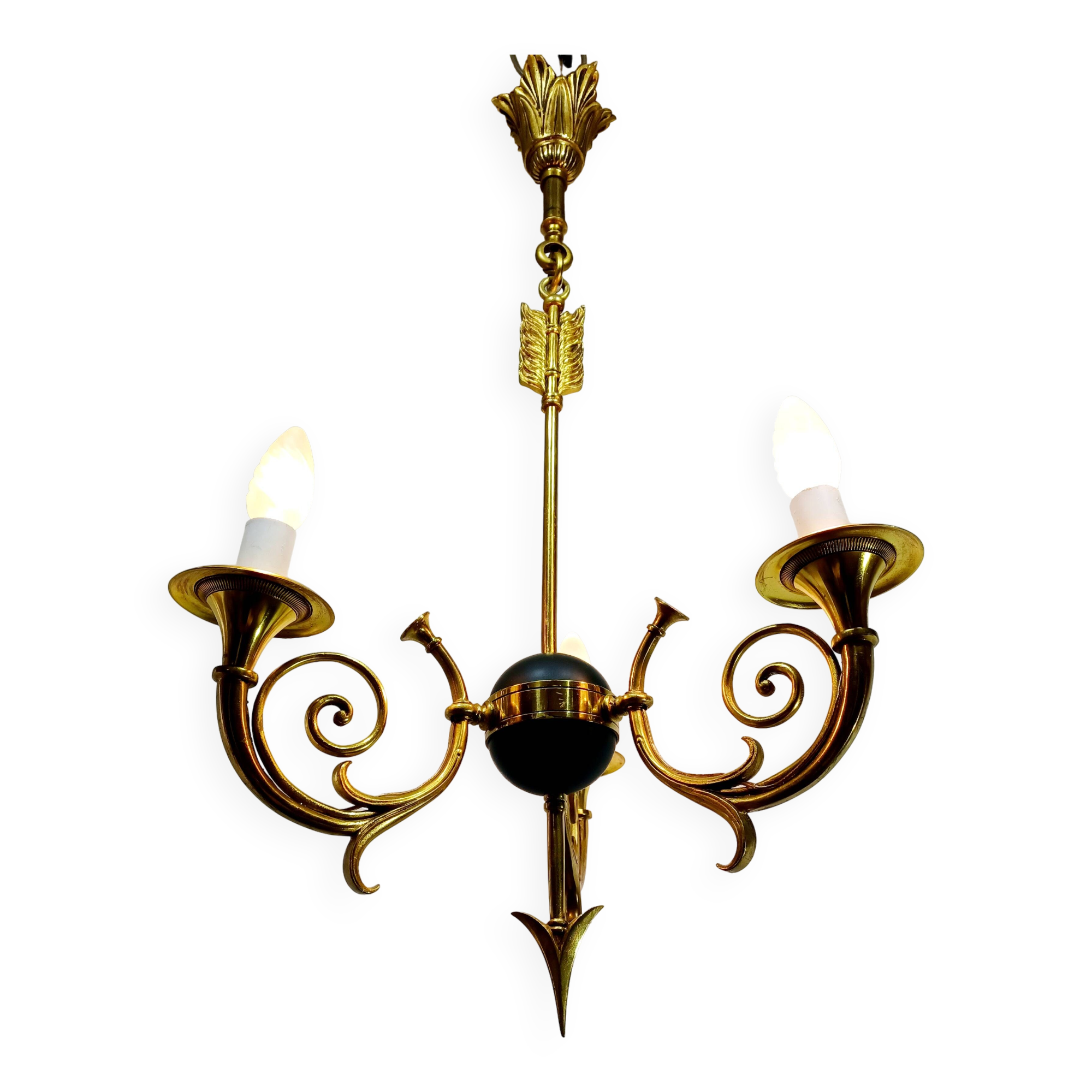 Empire Arrow Chandelier 3 Lights Bronze