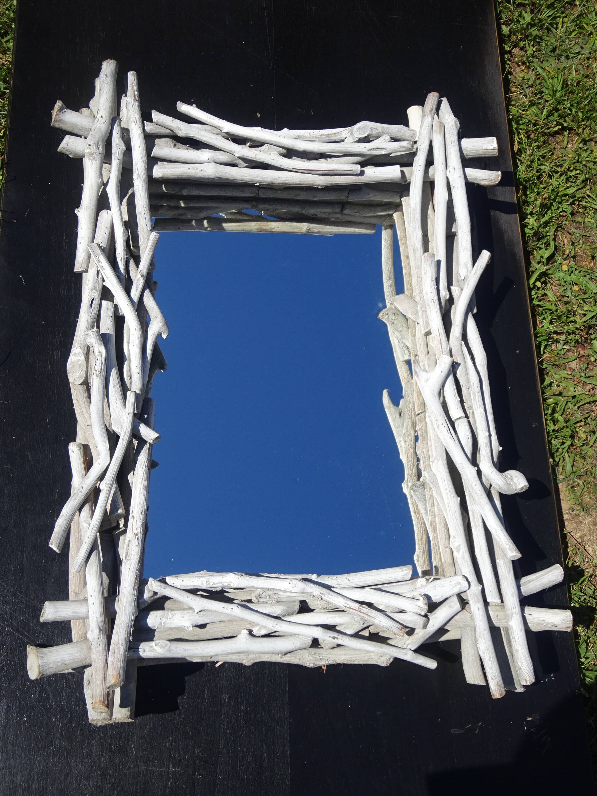 Mirror in gray driftwood frame < 65x84 cm >