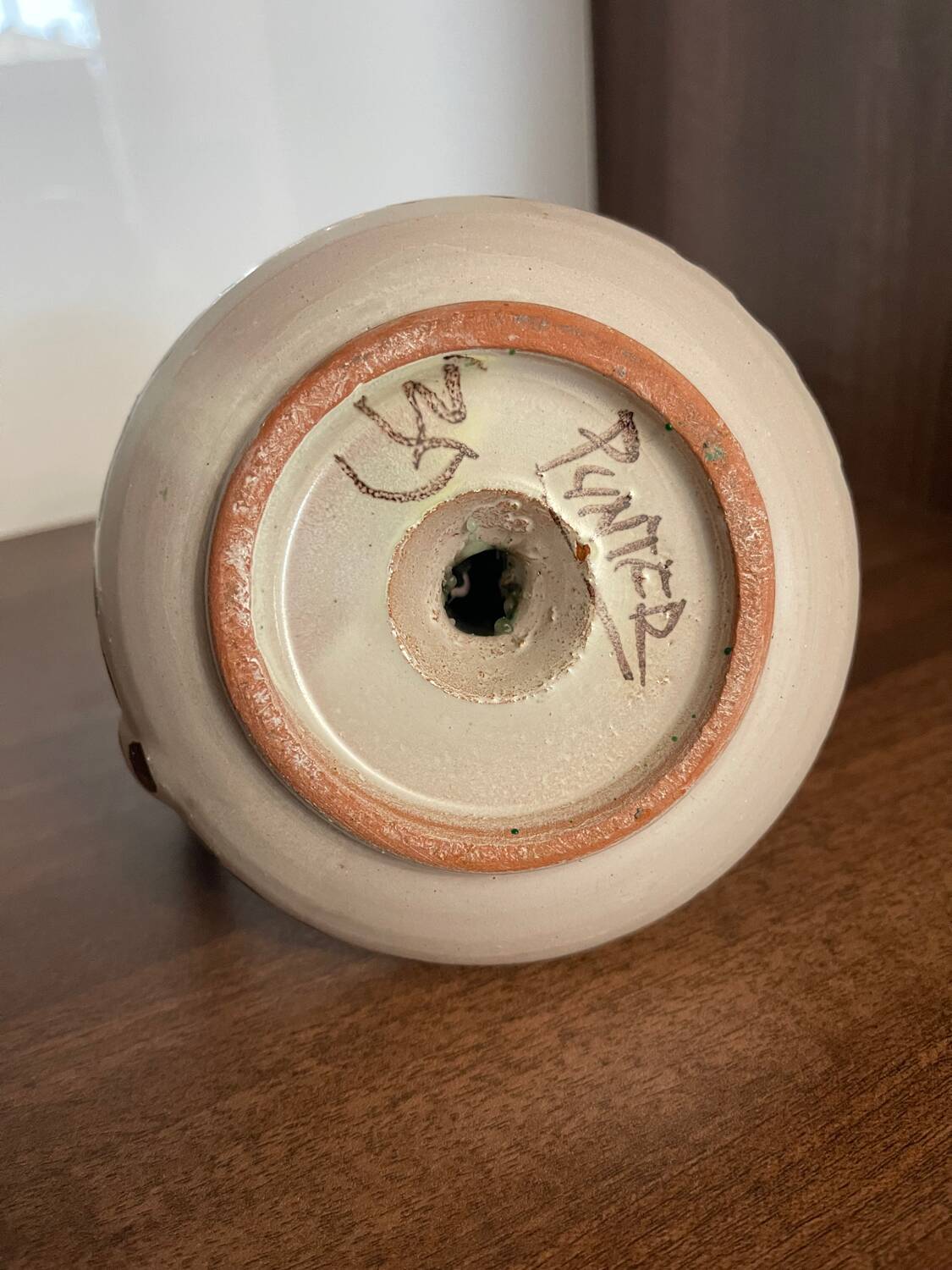 Hand candle holder "Rat de cave" in Safi ceramic, signed Punter