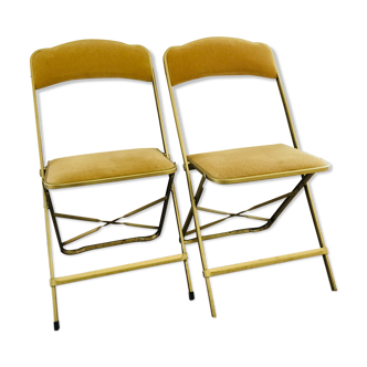 Lot of 2 folding velvet chairs