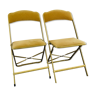 Lot of 2 folding velvet chairs