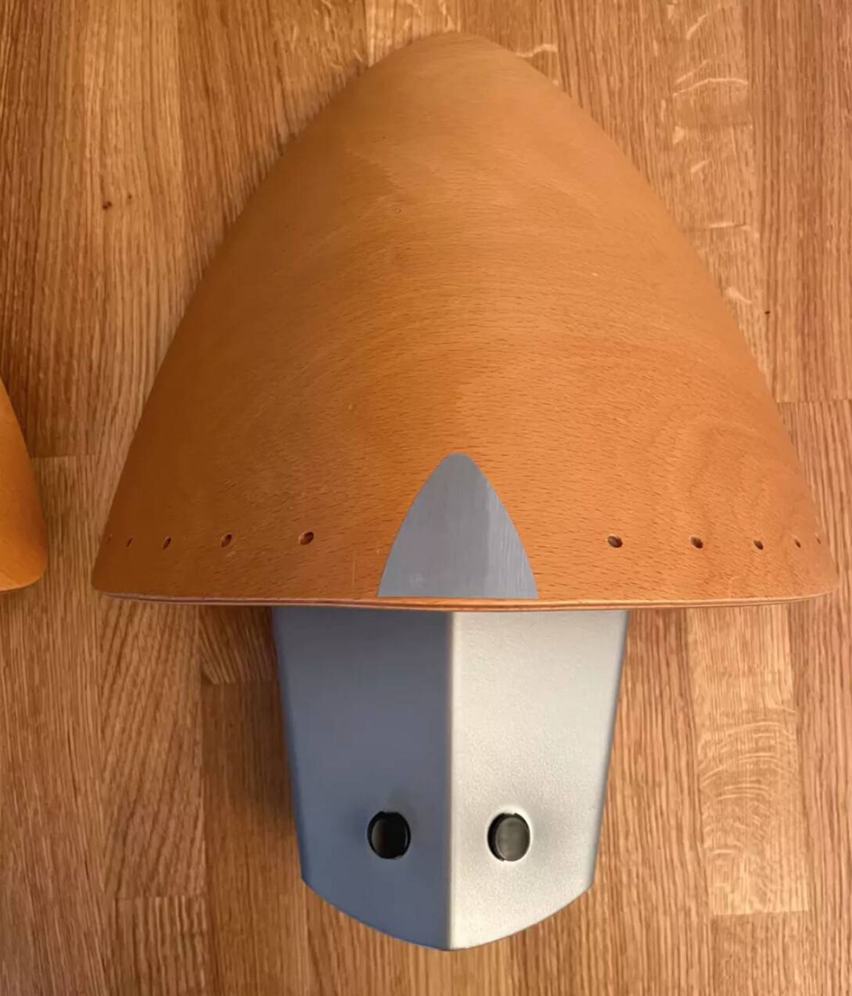 Vintage wood and metal wall lights, France 1980s