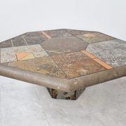 Table basse en ardoise brutaliste, années 1970