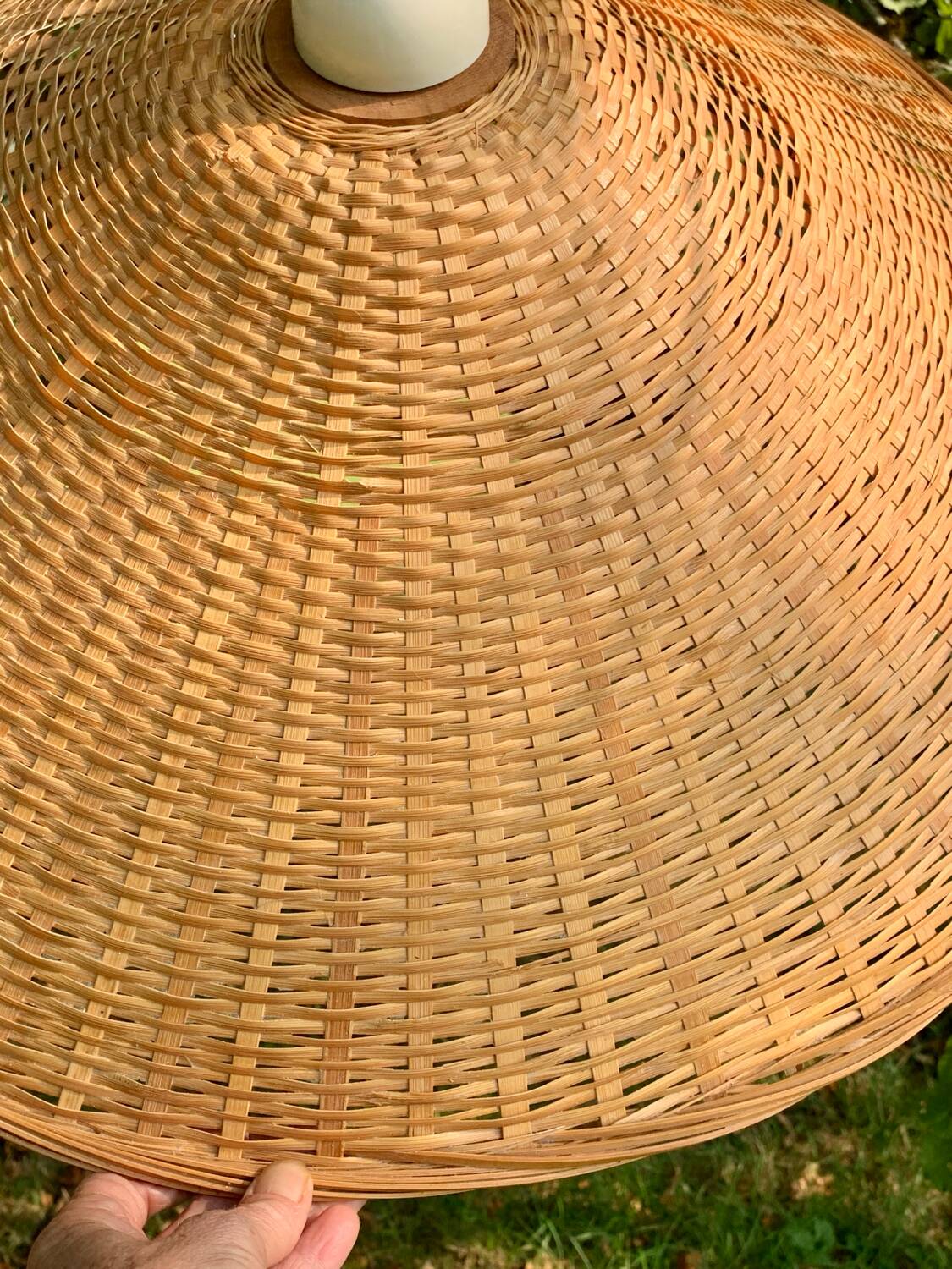 XXL vintage woven wicker pendant light