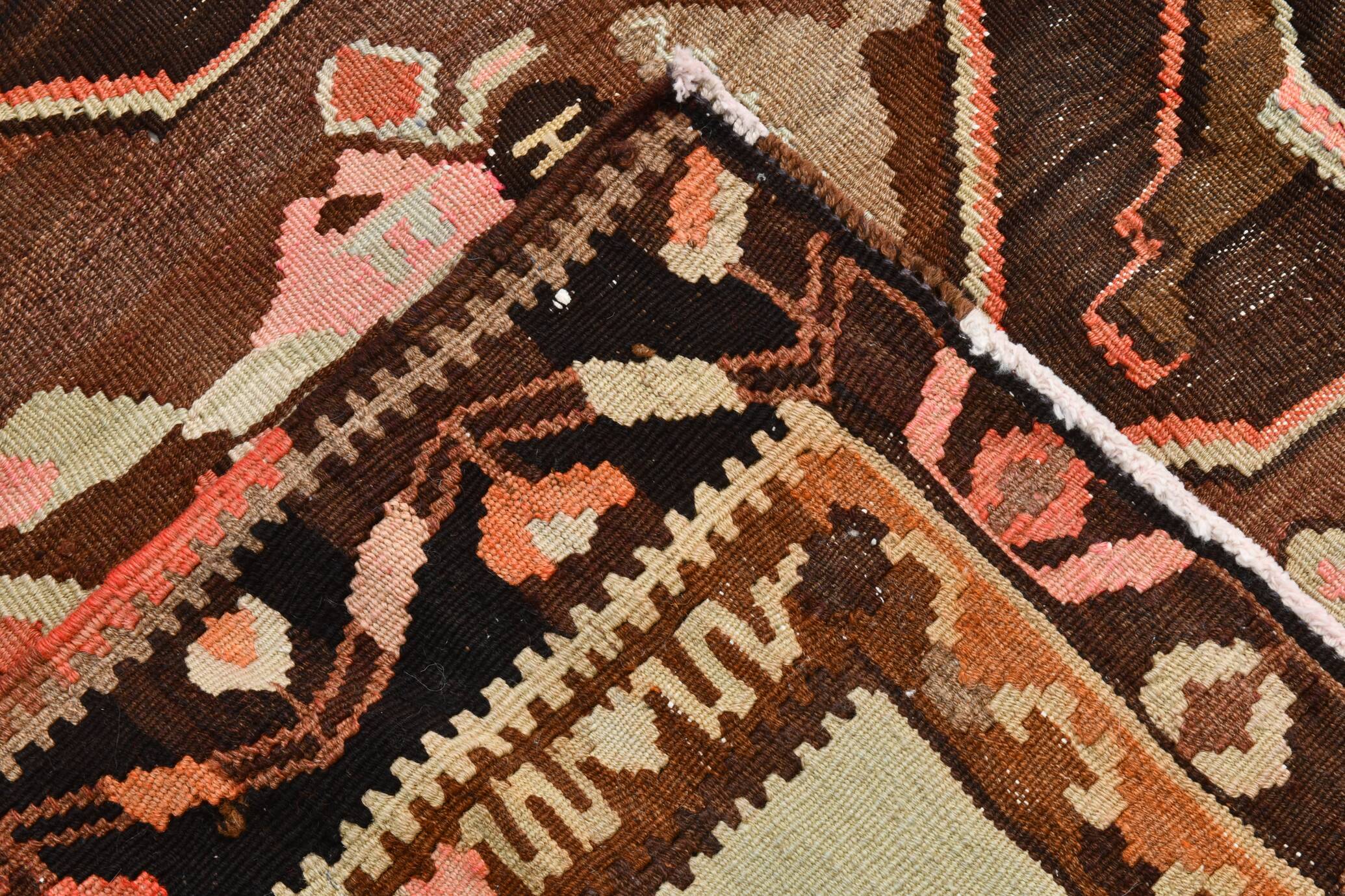 6x12 Handmade Wool Kilim Area Rug, 185x365Cm