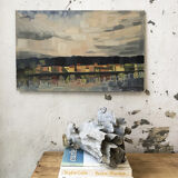 Painting abstract oil landscape