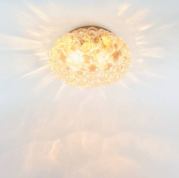 Large Amber Bubble Glass Ceiling Light by Helena Tynell for Limburg, Germany, 1960s