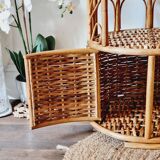 Rattan and wicker side table or bedside table