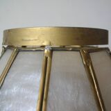 Old large mother-of-pearl brass lampshade stained glass style fruit decor 31 cm