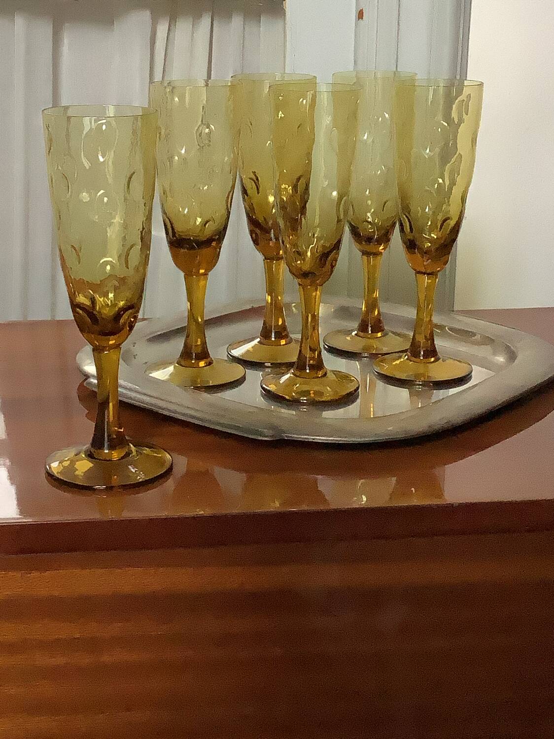 6 Biot-style stemmed glasses