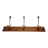 Wall coat rack, three metal and ceramic hooks in imitation of bamboo, 1900