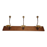 Wall coat rack, three metal and ceramic hooks in imitation of bamboo, 1900