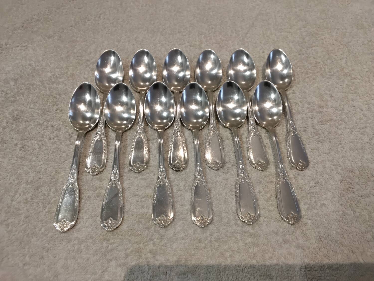12 silver-plated metal coffee spoons by Ravinet & Cie, Empire 81.
