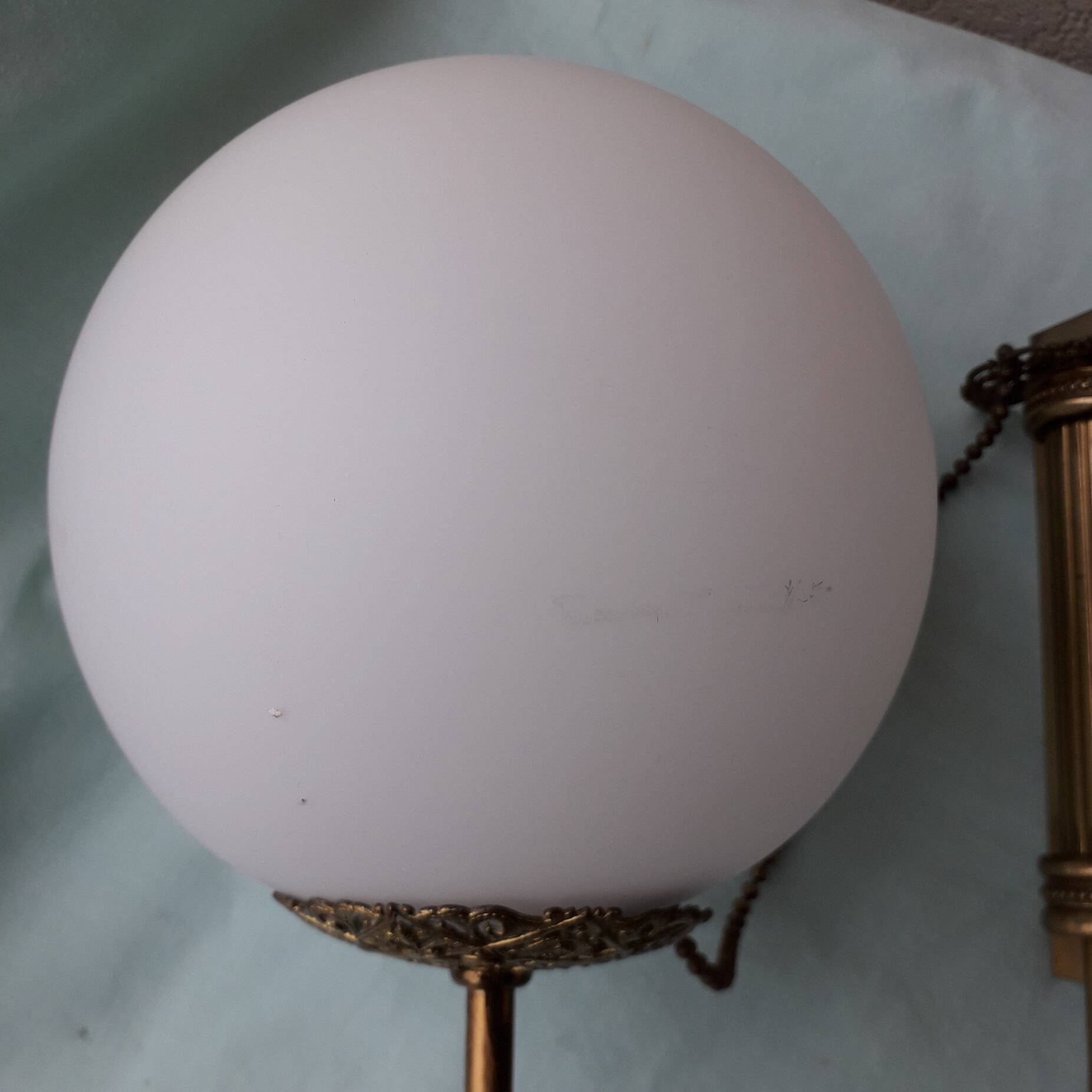 Pair of metal and opaline wall lights