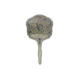 Silver plated hand mirror facet with silver mark bear floral pattern 25cm
