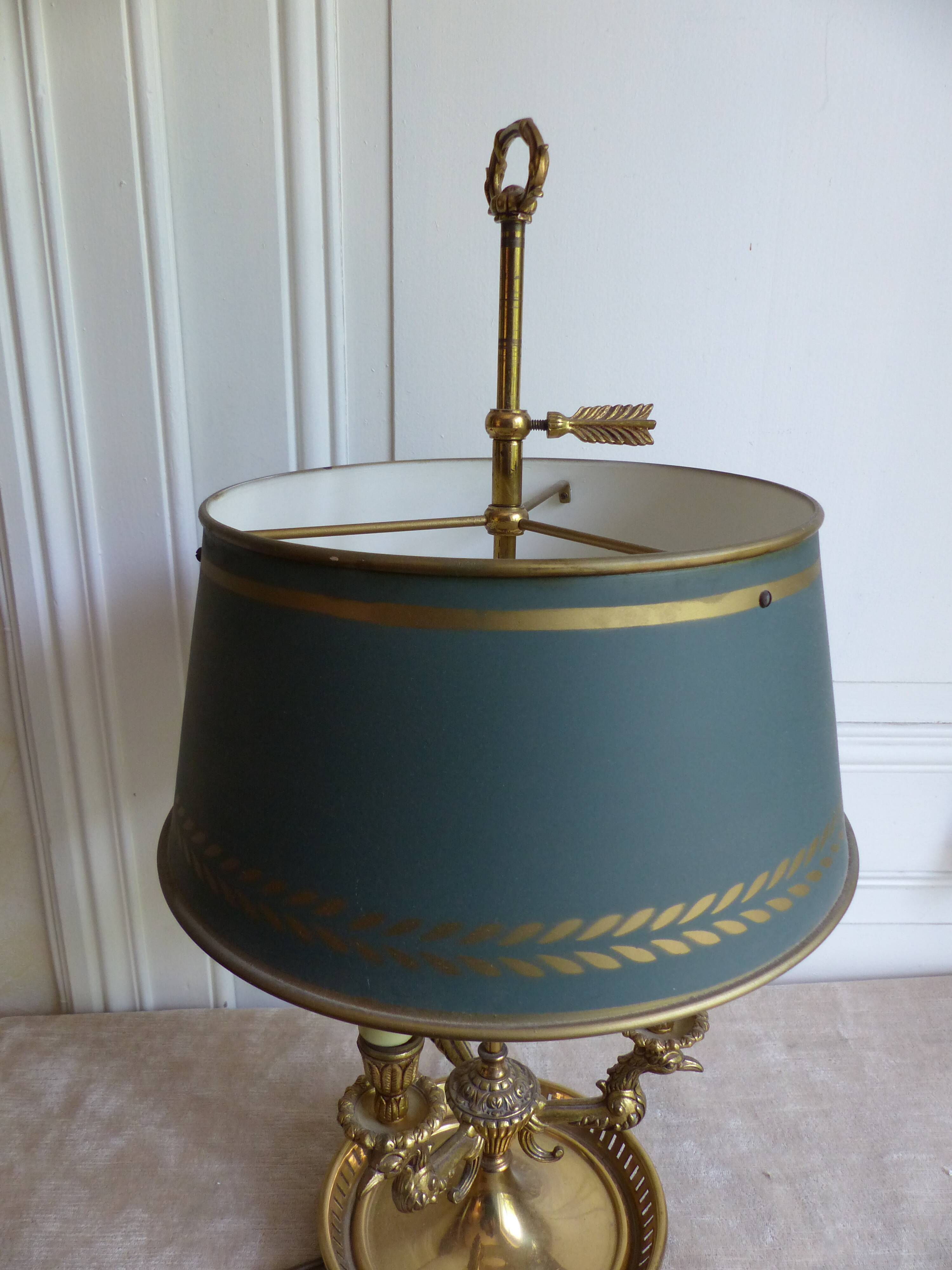 Golden bronze hot water lamp and tin lampshade