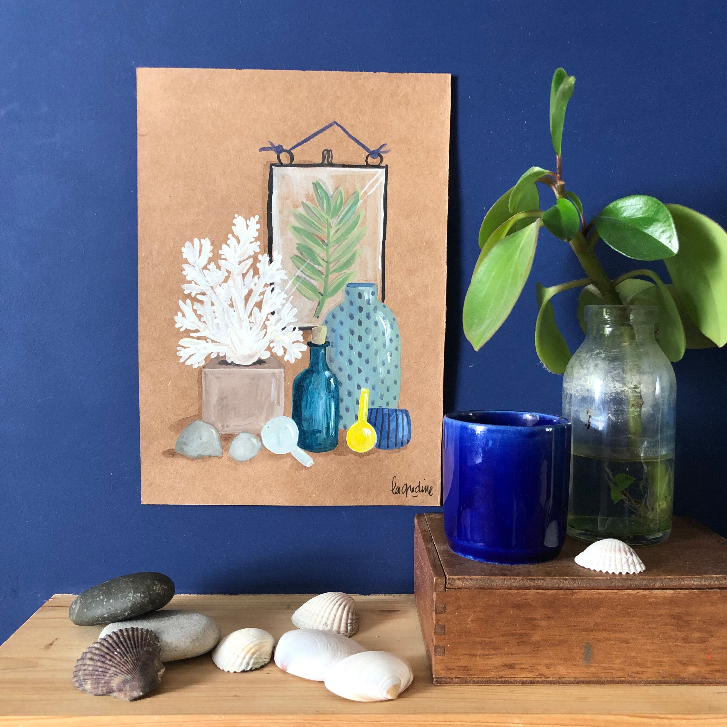 Original A5 painting on ceramics and curiosities paper by Coeur de voyou