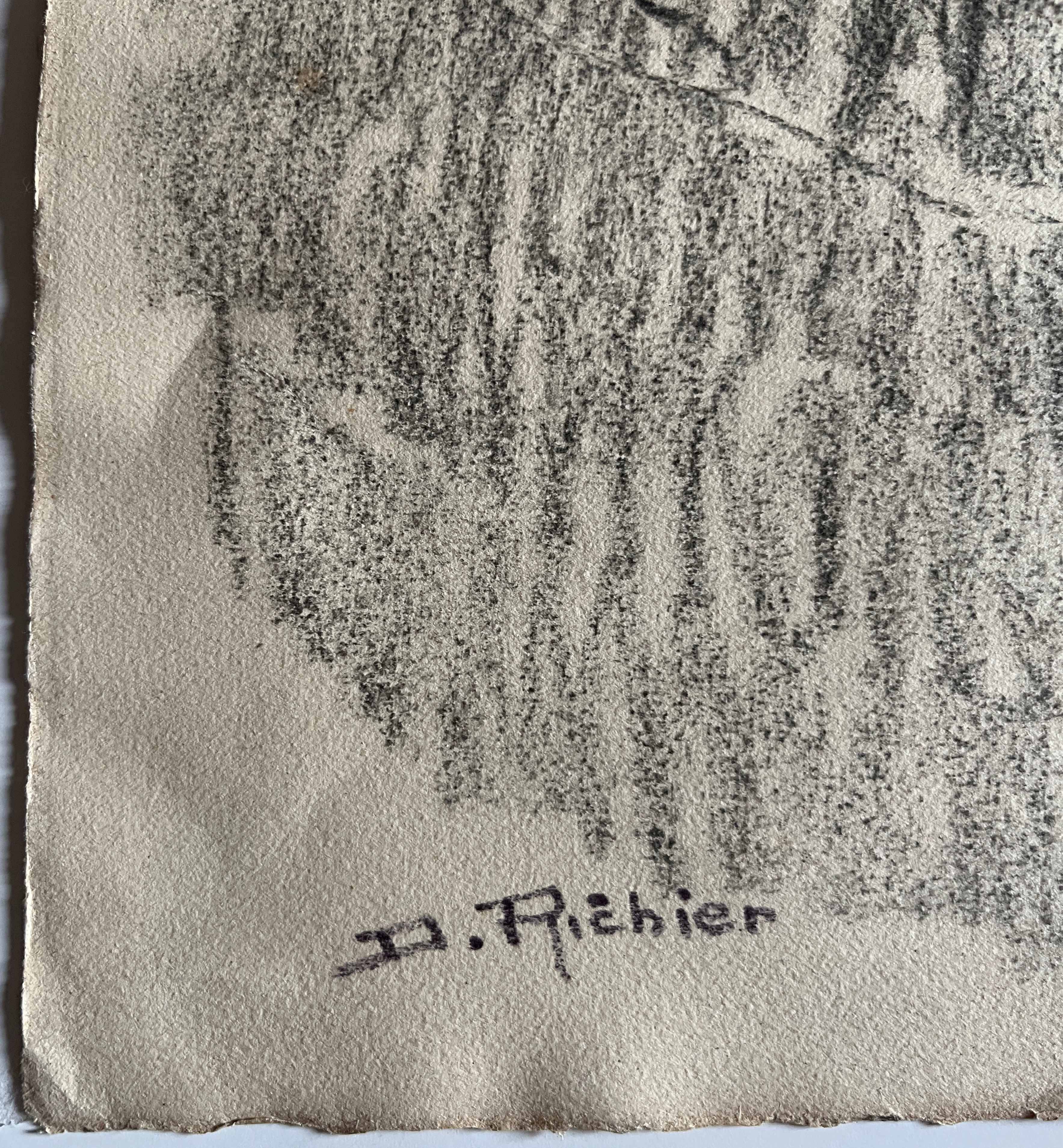 Two paintings denise richier (1896-1983) le boudin, village of beaufortain (73)