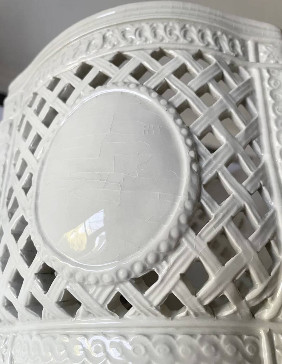 Openwork planter in Italian earthenware