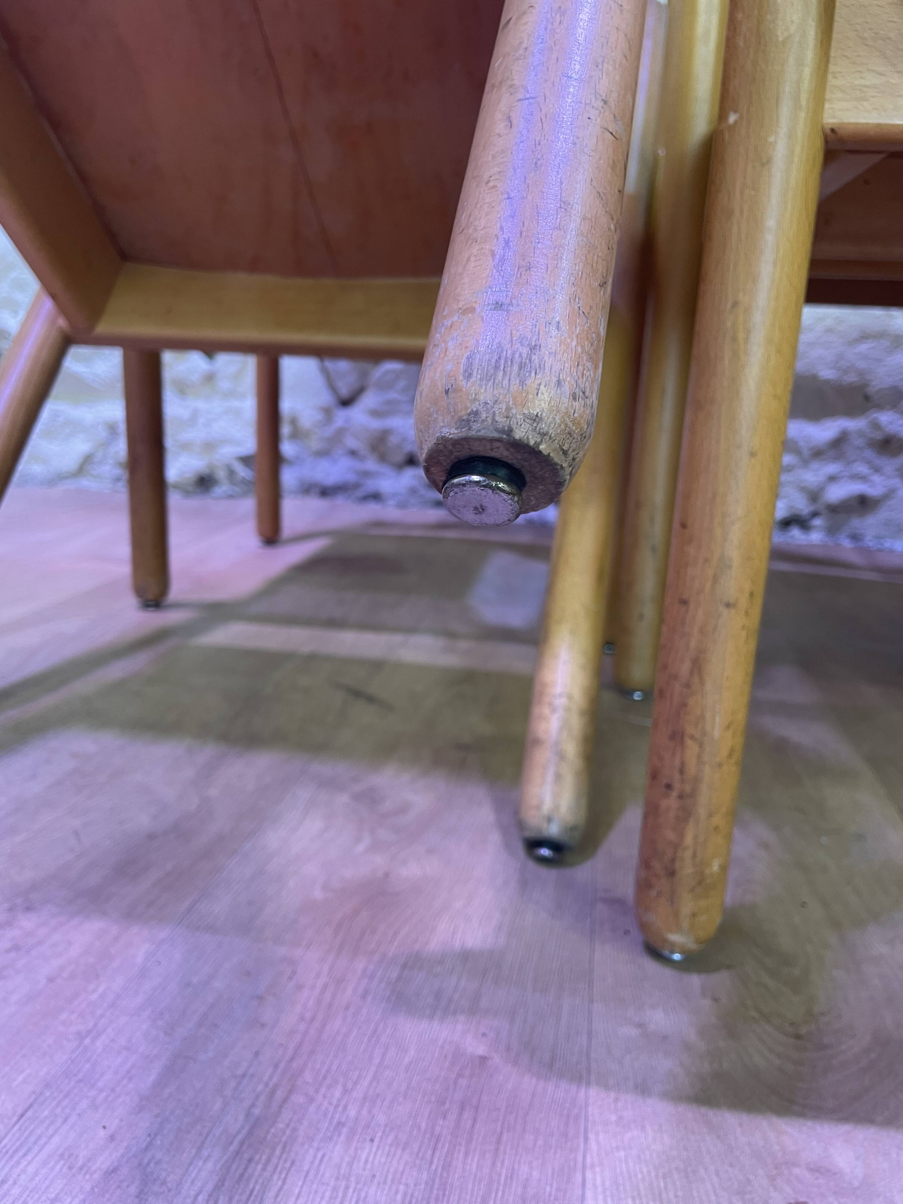 Set of 6 stackable vintage wooden chairs